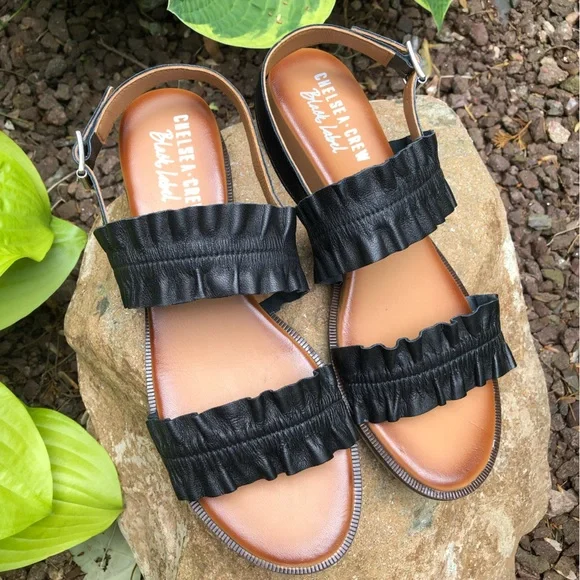 🖤 Chelsea Crew Leather Ruffled Sandal 🖤 - Picture 3 of 15
